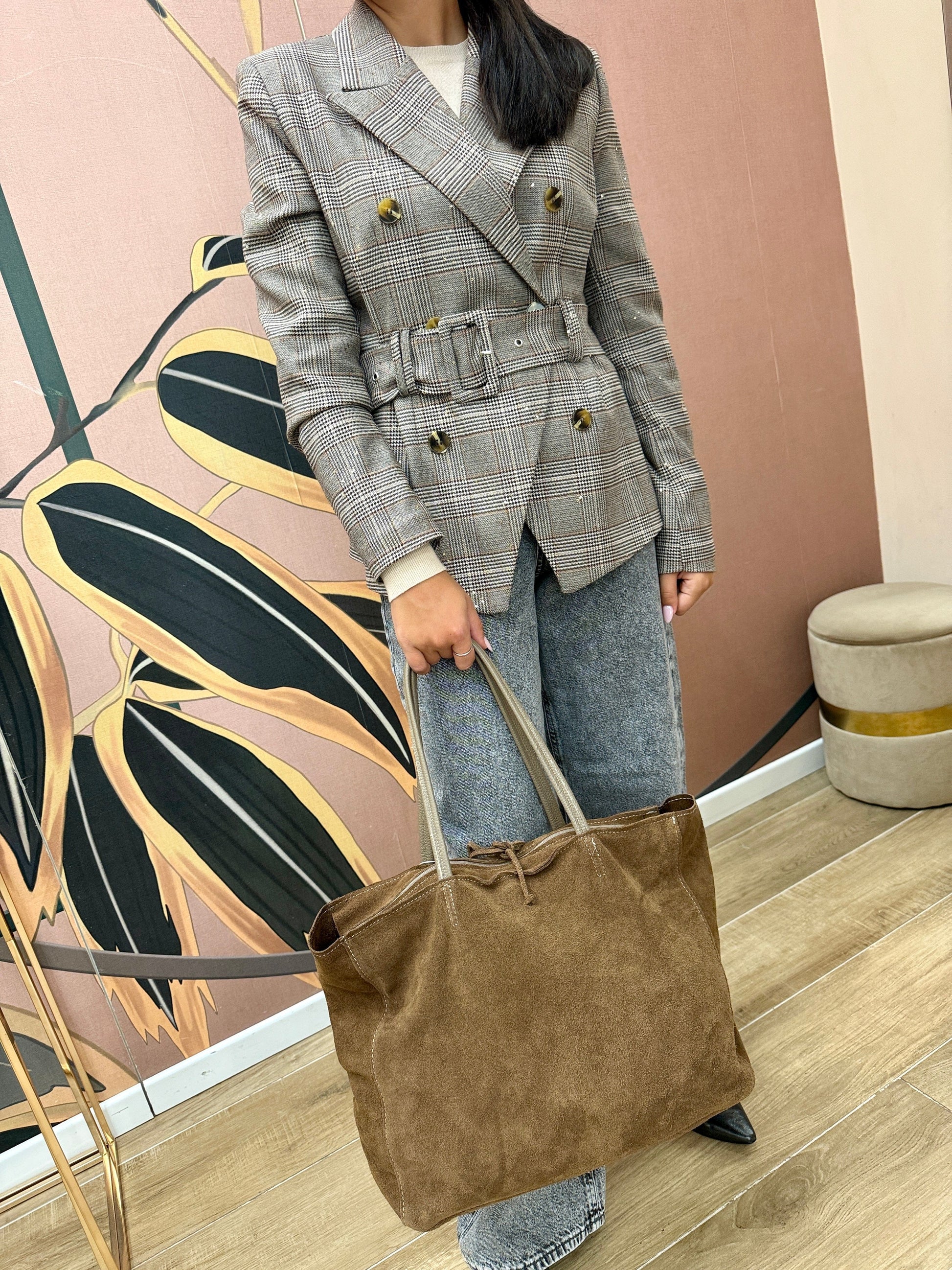 shopping maxi in pelle - SABBIA