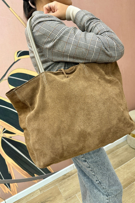 shopping maxi in pelle - SABBIA