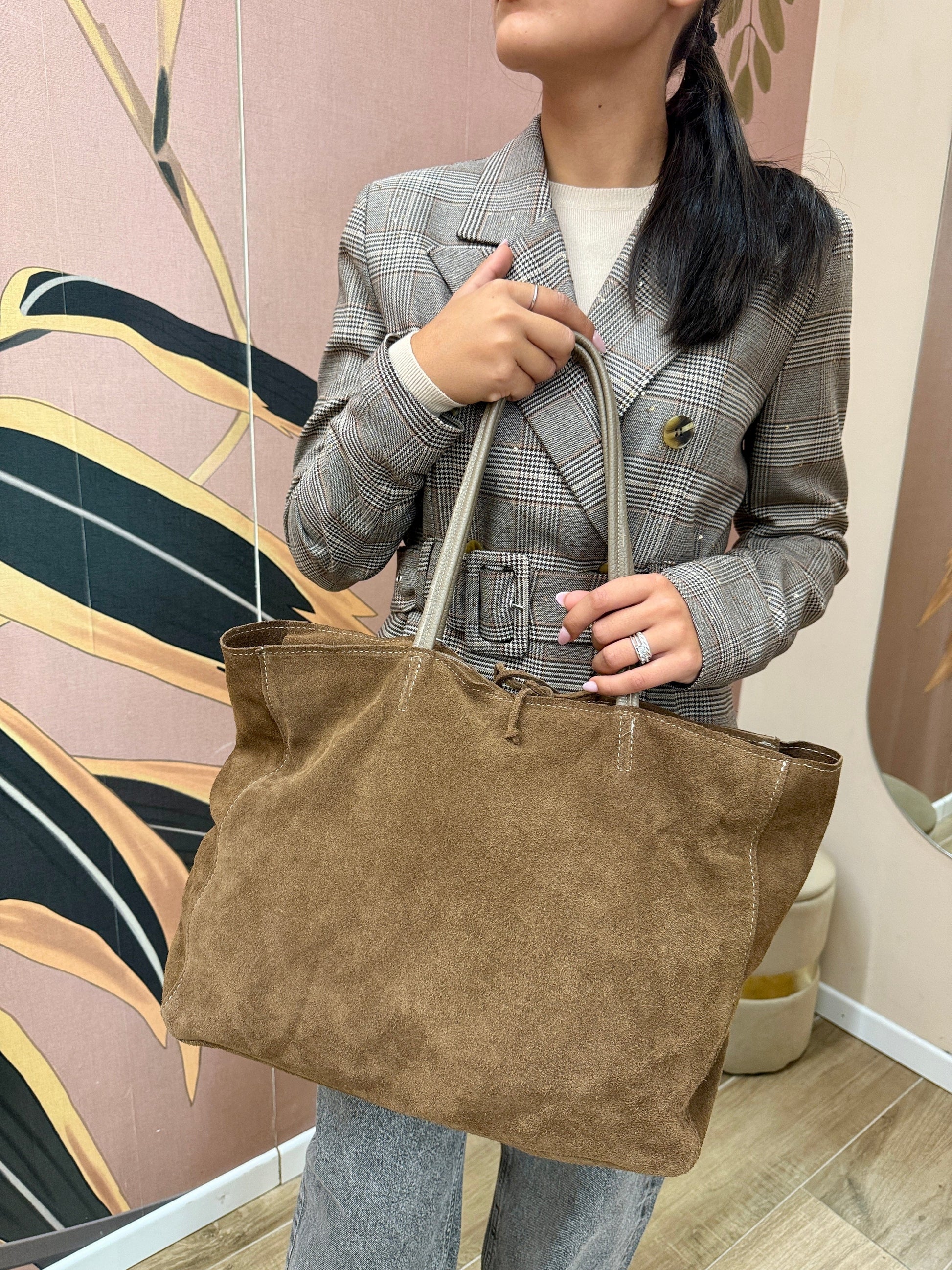 shopping maxi in pelle - SABBIA