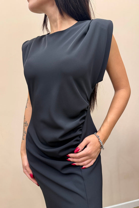 Abito lungo con spacco - NERO