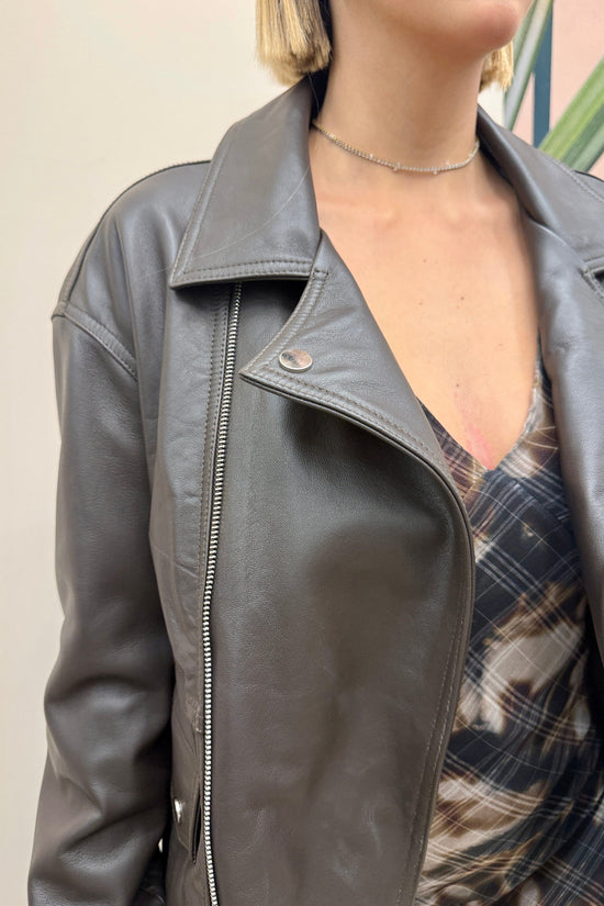 Chiodo over in pelle - MORO