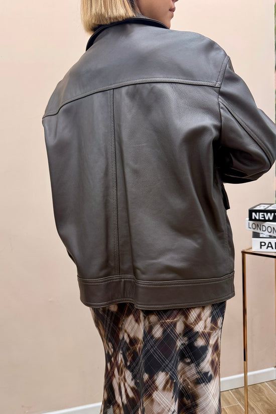 Chiodo over in pelle - MORO