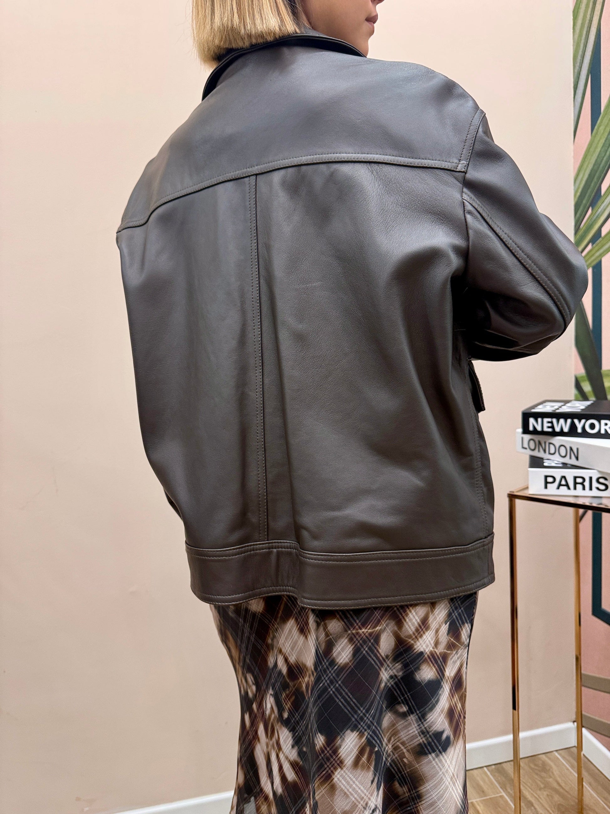 Chiodo over in pelle - MORO