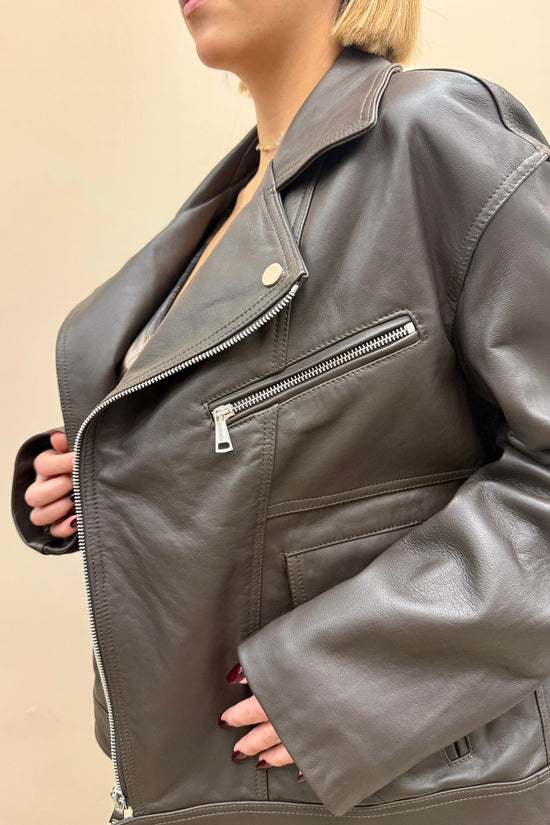 Chiodo over in pelle - MORO