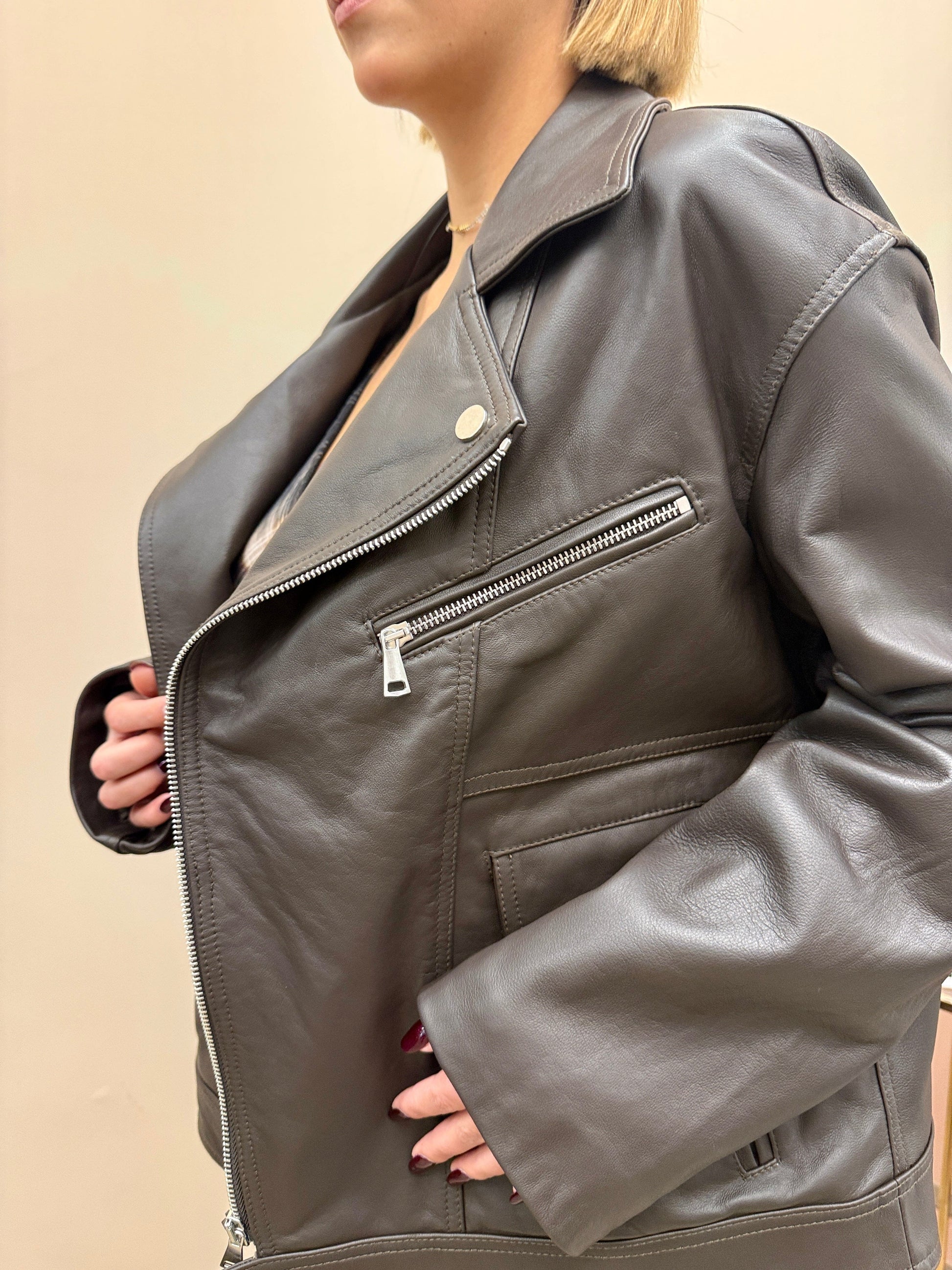 Chiodo over in pelle - MORO