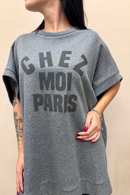 Abito in felpa con pizzo - GRIGIO