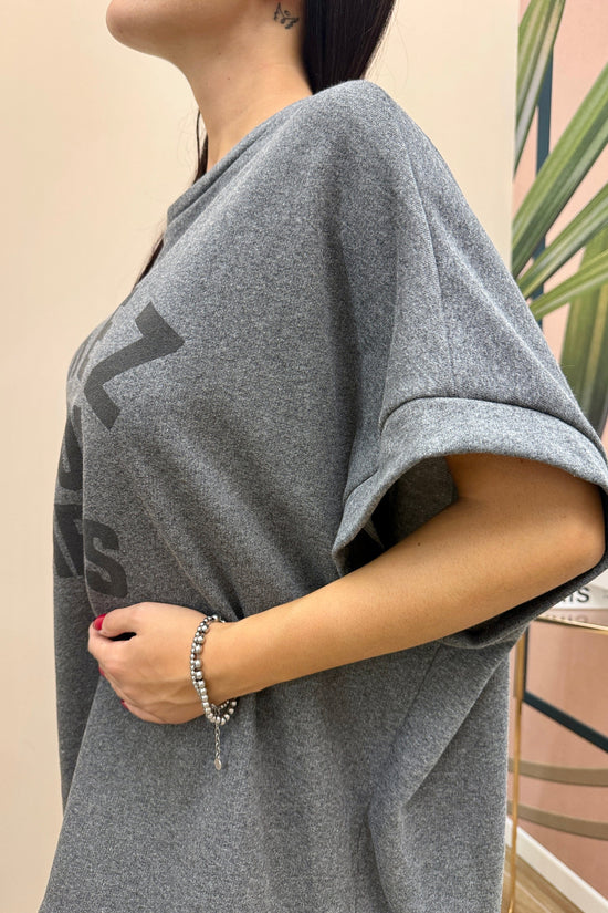 Abito in felpa con pizzo - GRIGIO