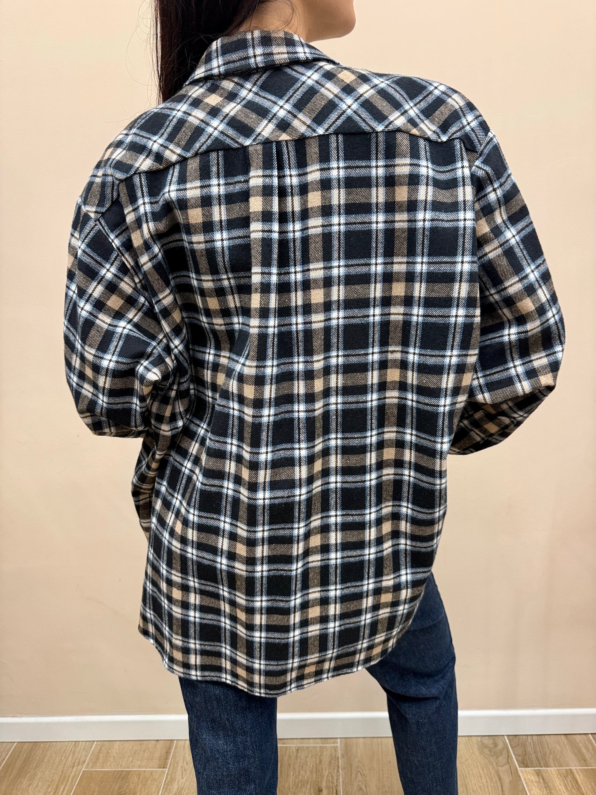 Camicia check con spille - NERO