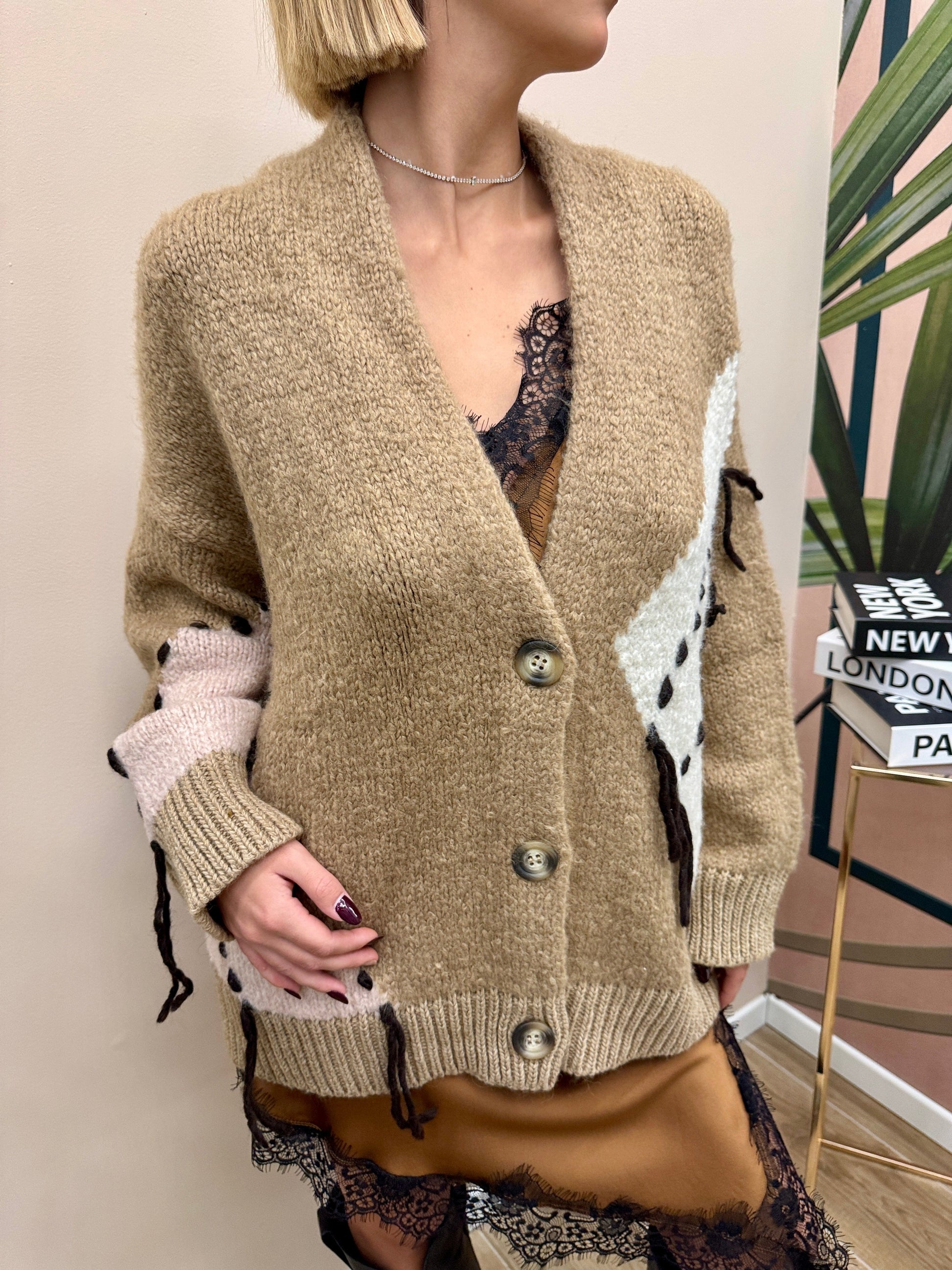 Cardigan giacca - CAMMELLO