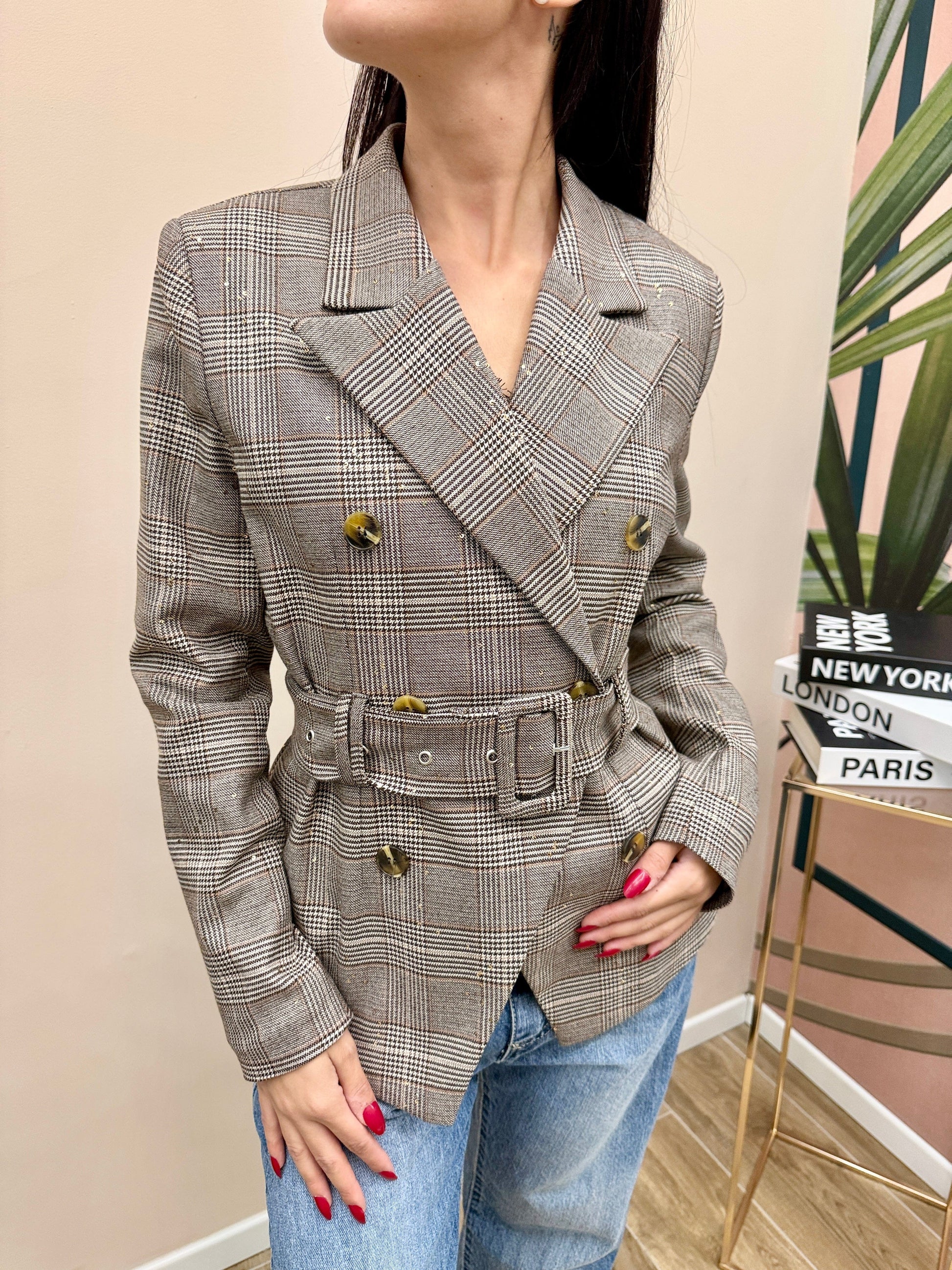 Giacca con cintura - BEIGE