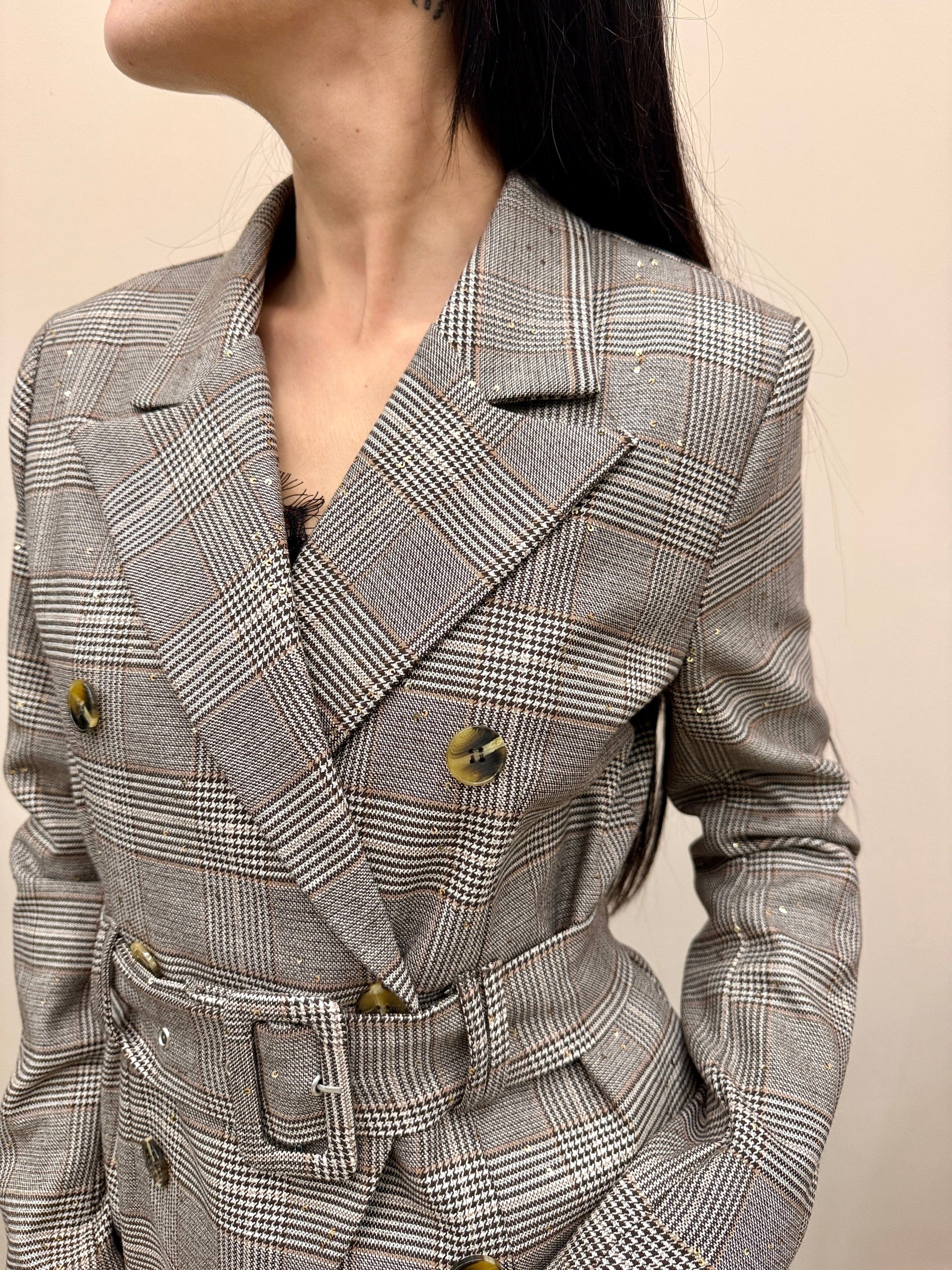 Giacca con cintura - BEIGE