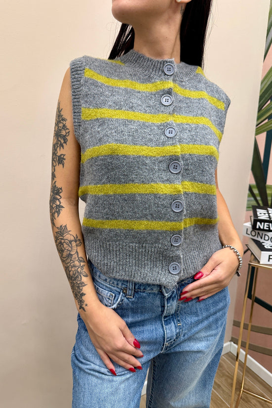 Gilet rigato - GRIGIO