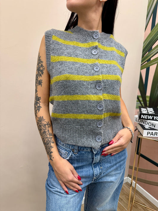 Gilet rigato - GRIGIO