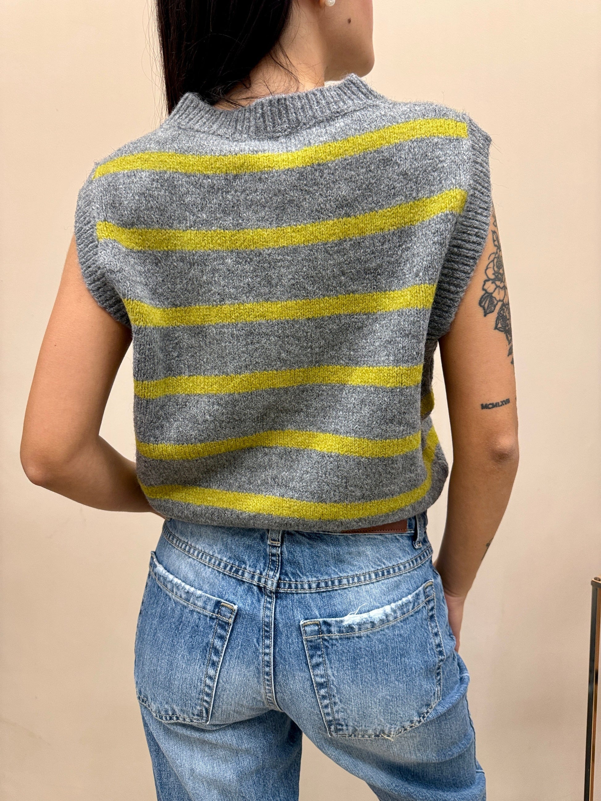 Gilet rigato - GRIGIO