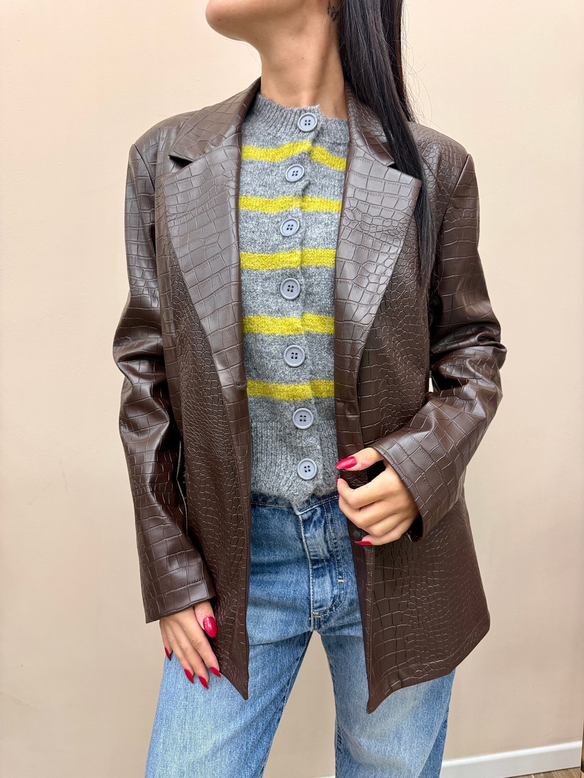 Giacca ecopelle - MORO