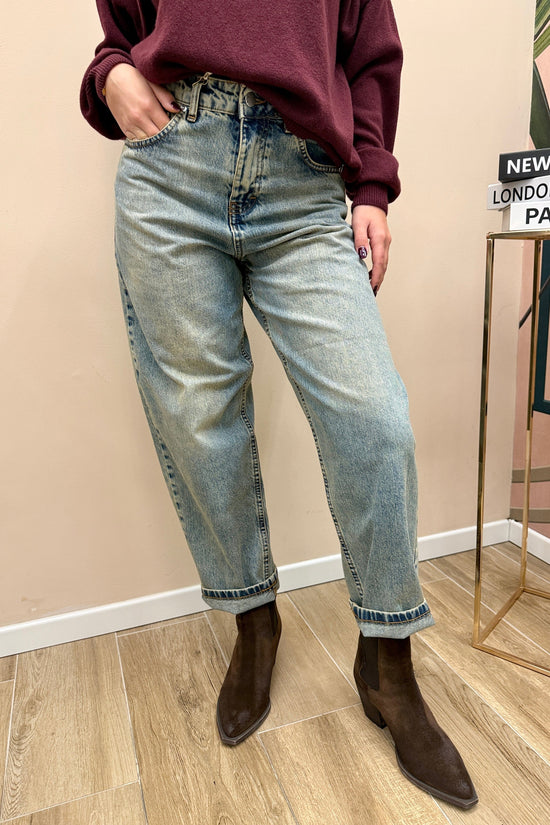 Jeans sabbiato mom fit - SABBIA
