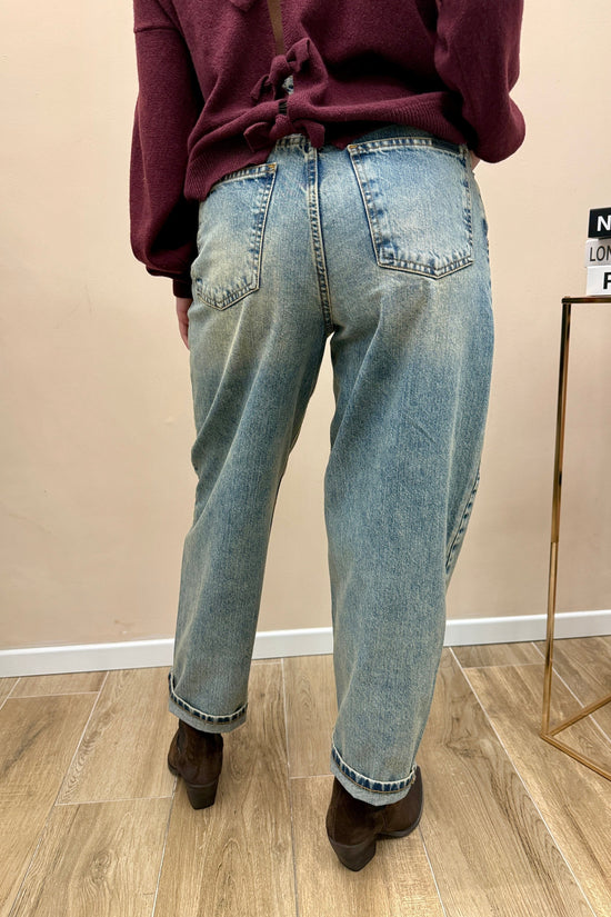 Jeans sabbiato mom fit - SABBIA