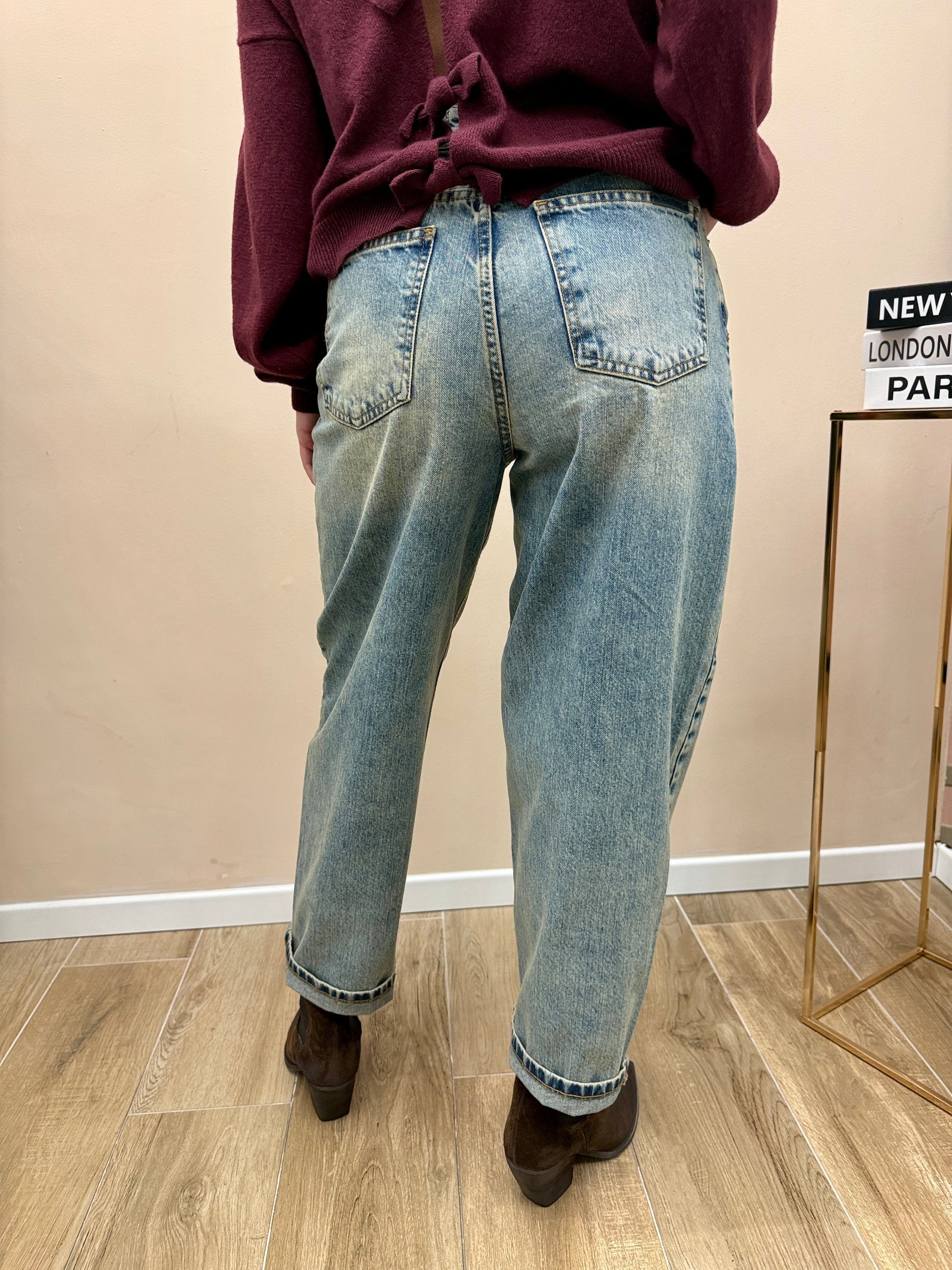 Jeans sabbiato mom fit - SABBIA