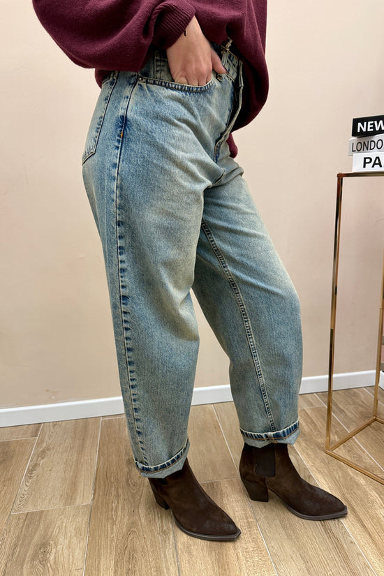 Jeans sabbiato mom fit - SABBIA