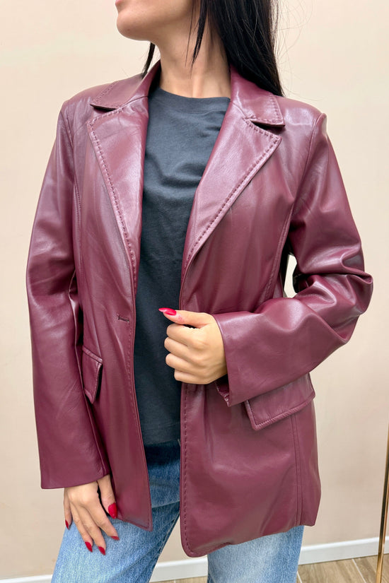 Giacca ecopelle con tasca - VINO