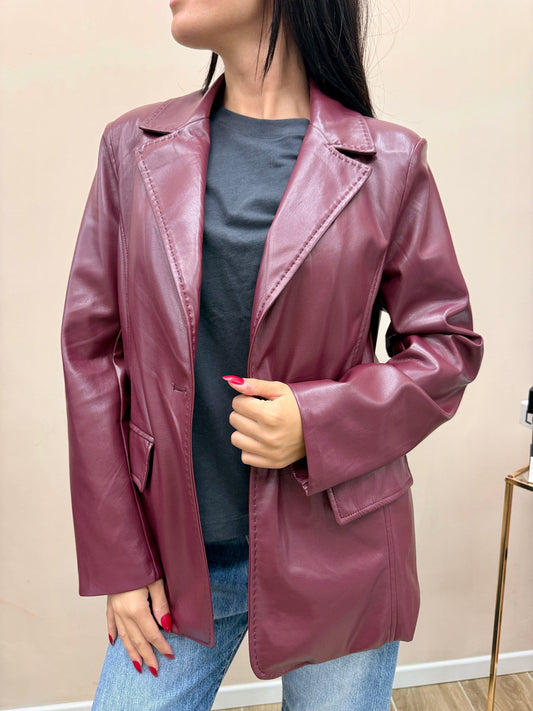 Giacca ecopelle con tasca - VINO