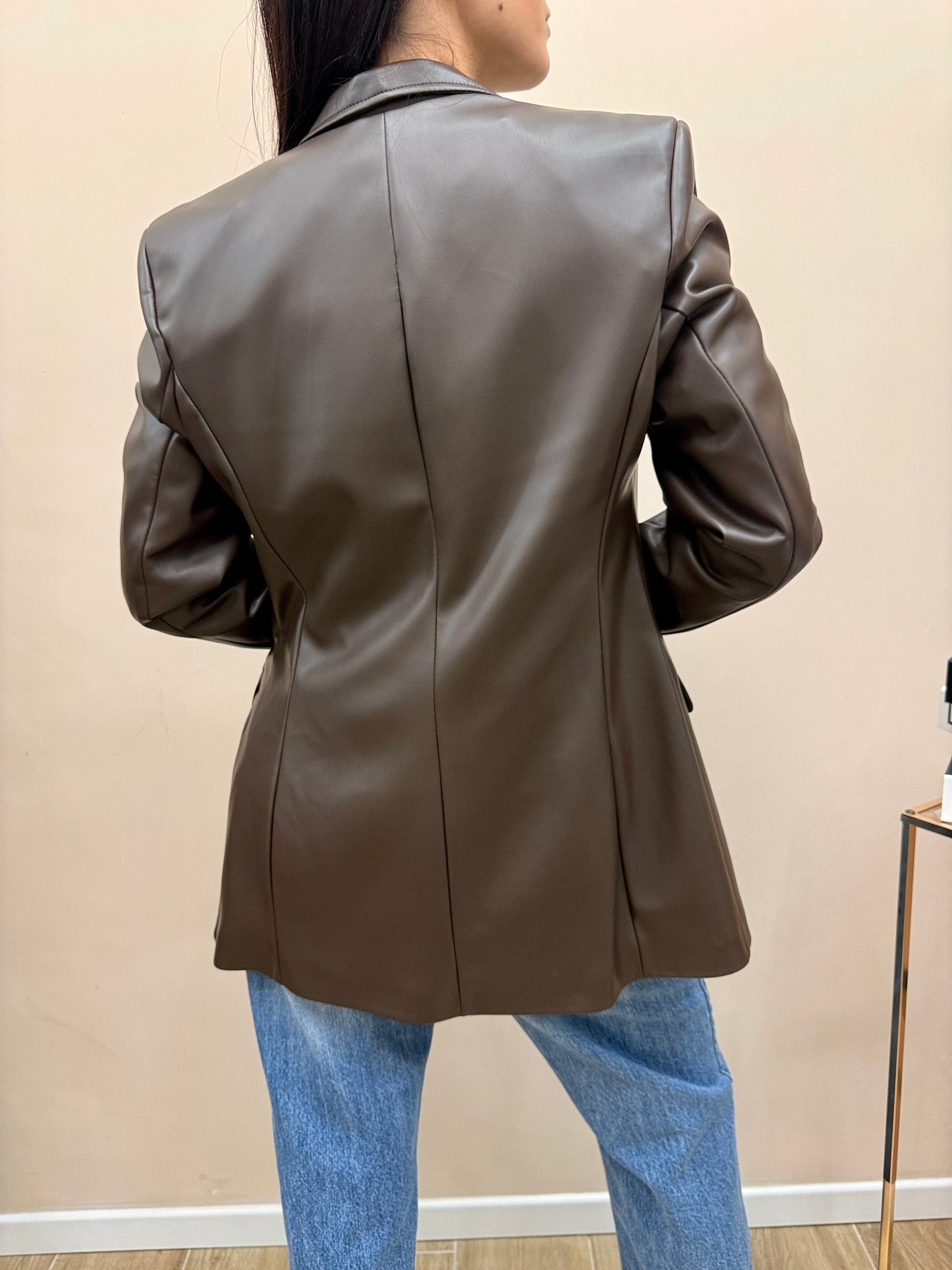 giacca ecopelle slim - MORO