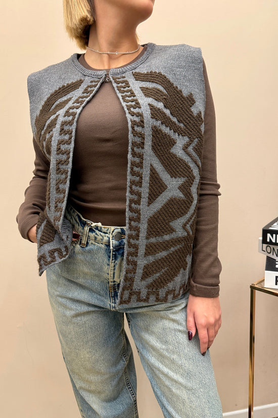 Gilet fantasia in maglia - GRIGIO