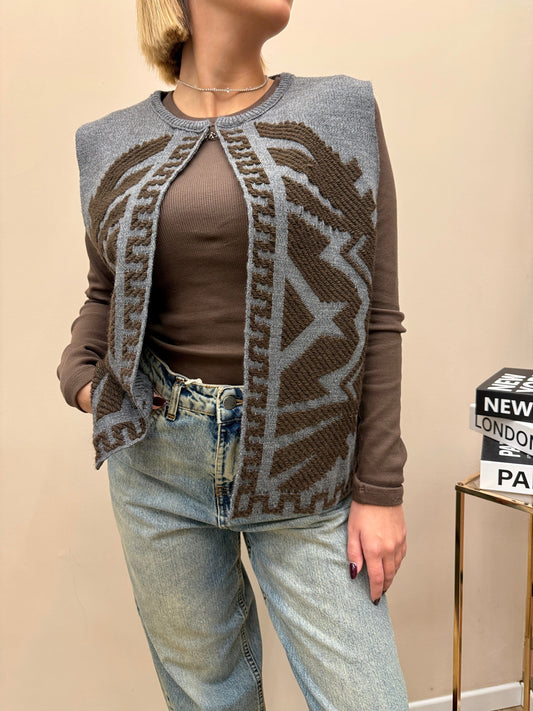 Gilet fantasia in maglia - GRIGIO