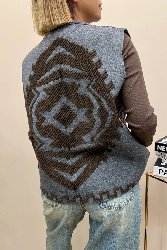 Gilet fantasia in maglia - GRIGIO