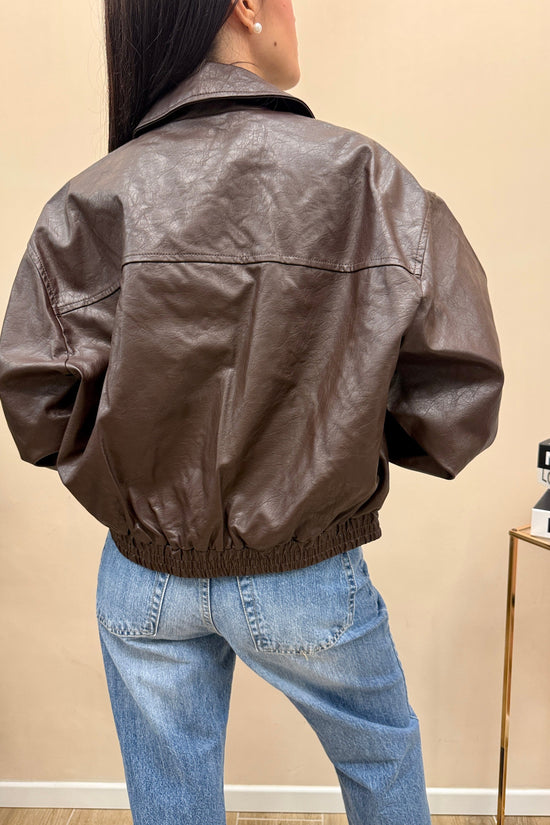 Bomber in ecopelle - CIOCCOLATO