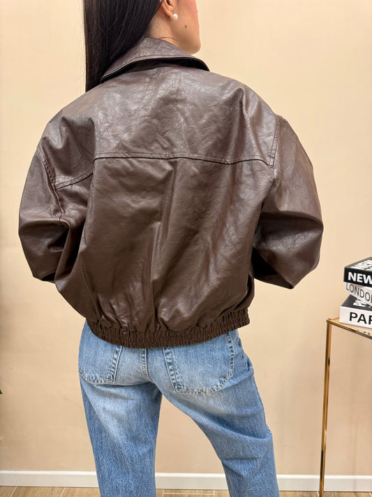 Bomber in ecopelle - CIOCCOLATO