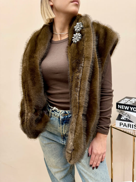 Gilet con spille - TABACCO