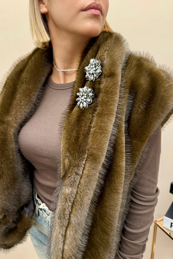 Gilet con spille - TABACCO