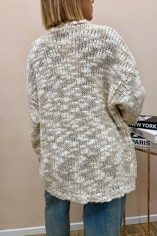 cardigan con cintina - BEIGE