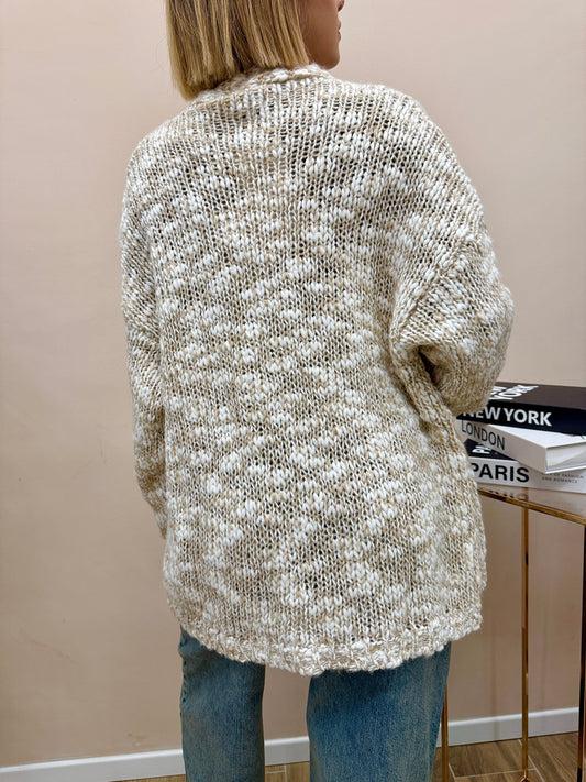 cardigan con cintina - BEIGE