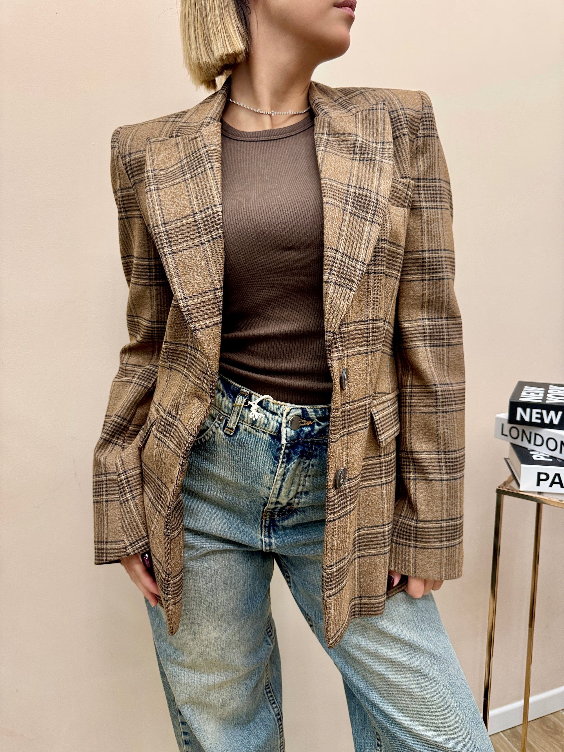 Giacca quadri - CAMMELLO