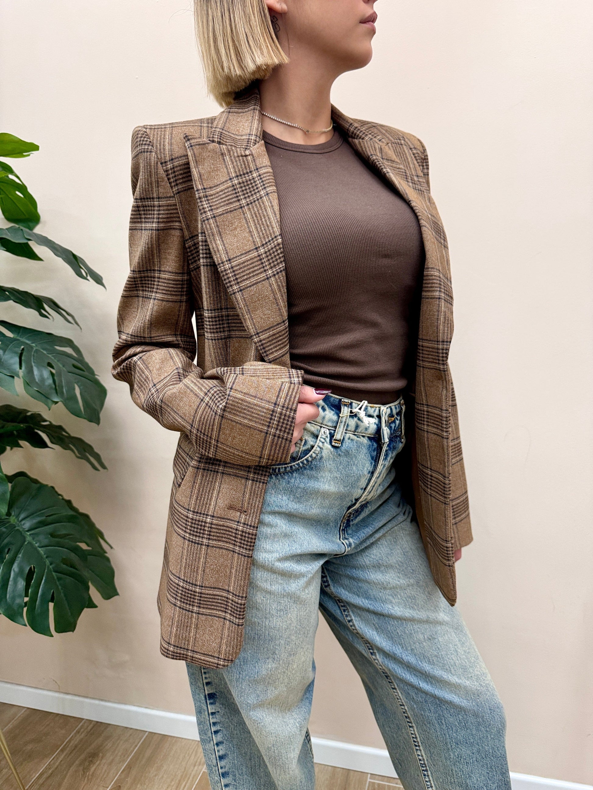 Giacca quadri - CAMMELLO