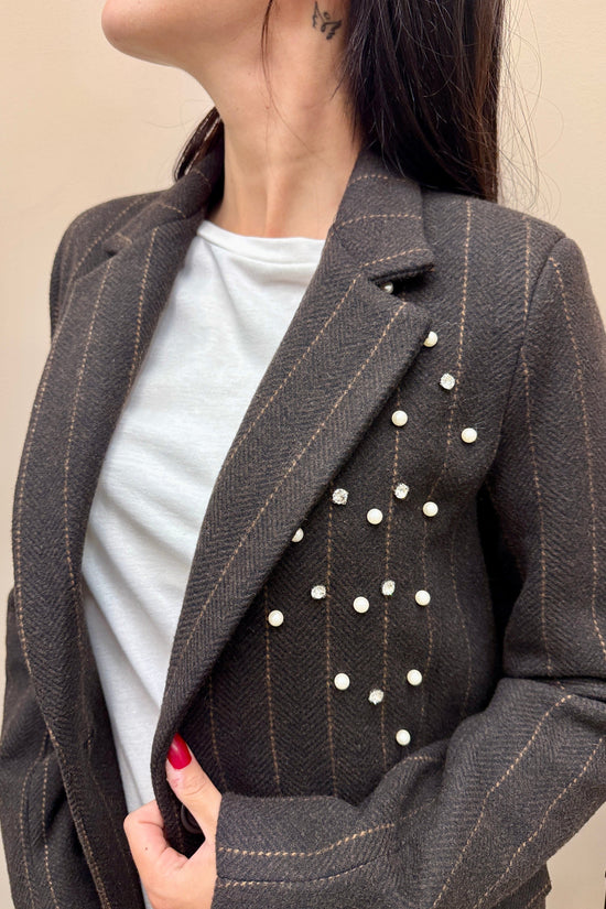 Giacca queen con strass - CIOCCOLATO