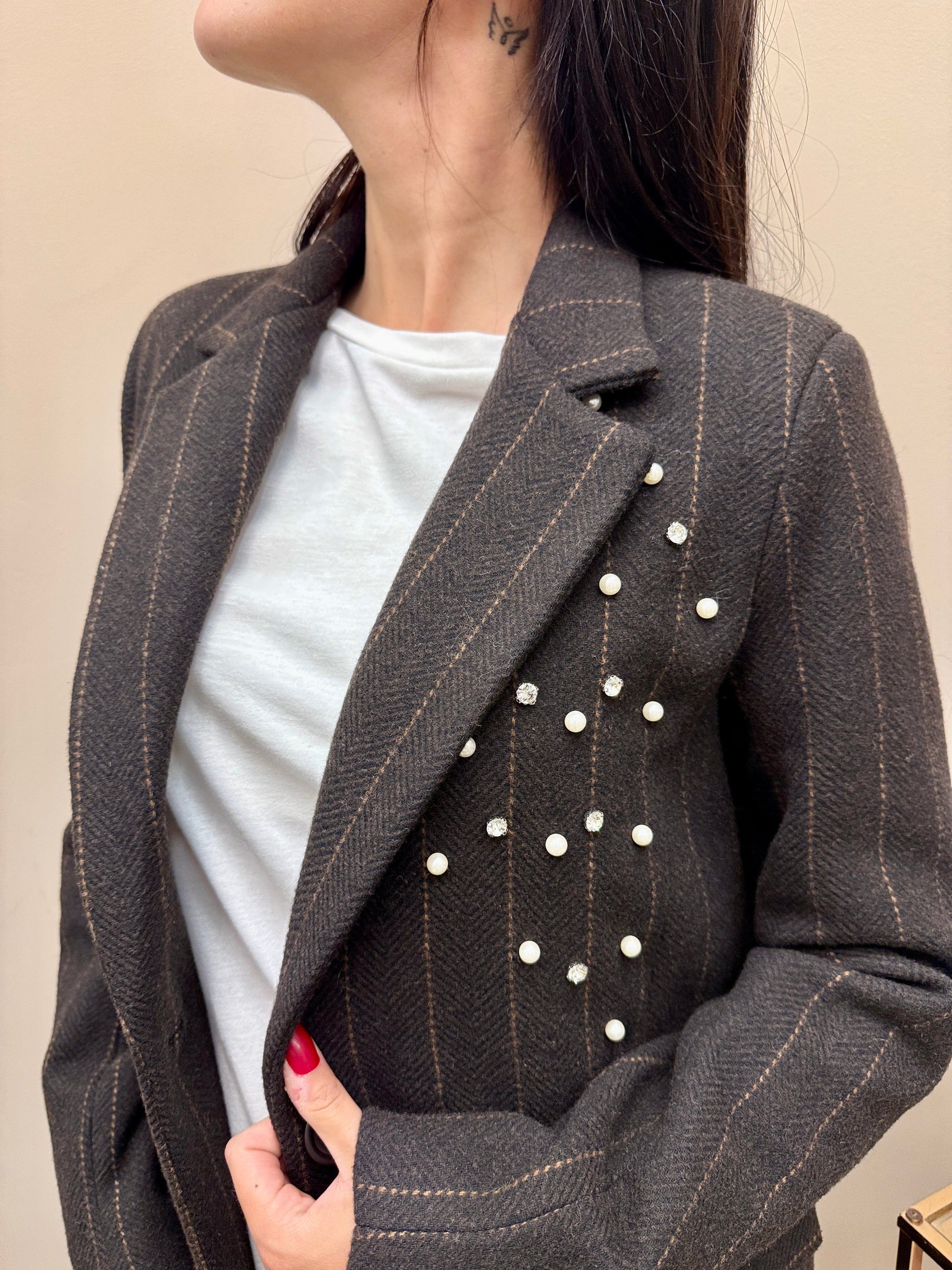 Giacca queen con strass - CIOCCOLATO