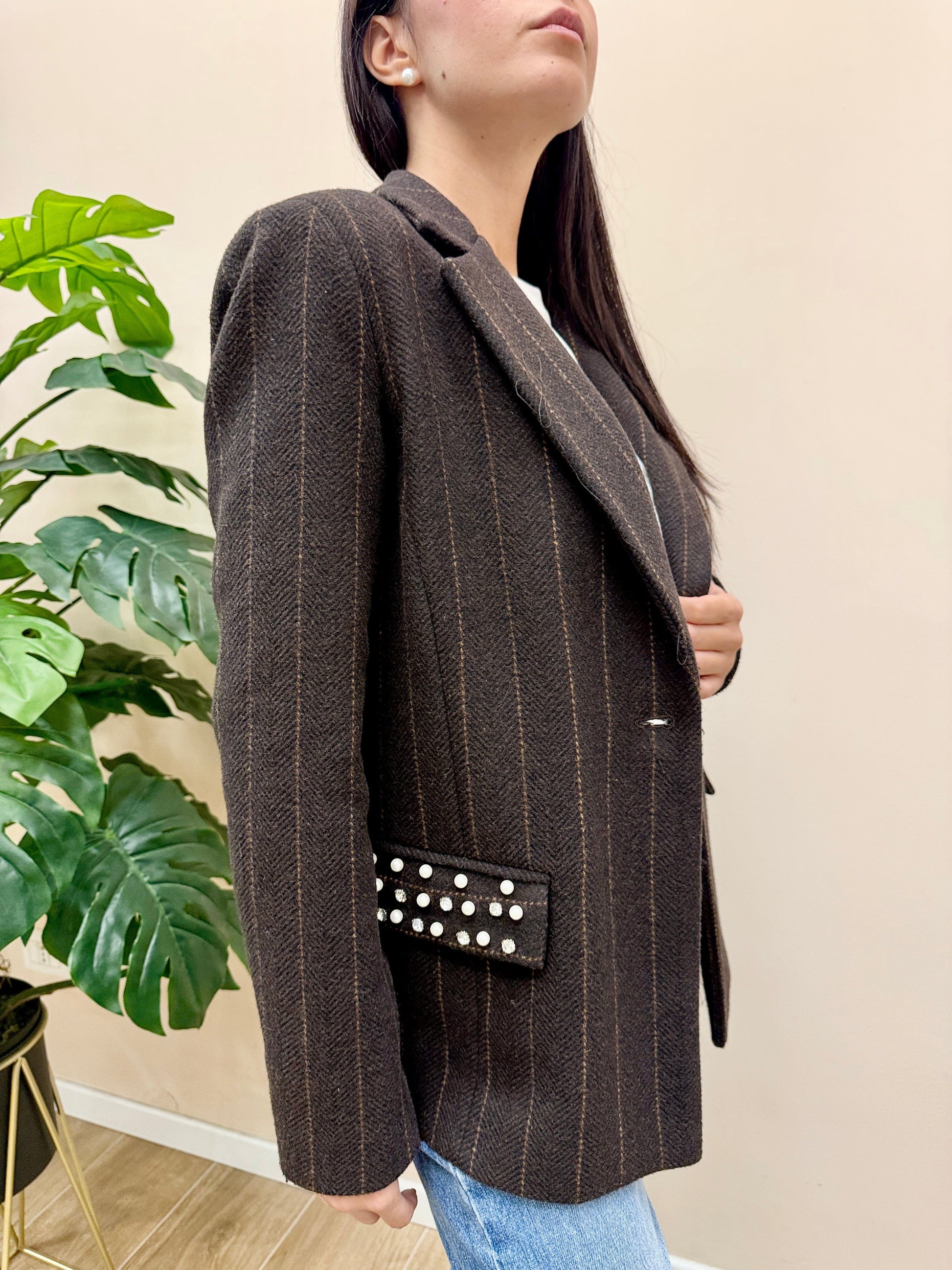 Giacca queen con strass - CIOCCOLATO