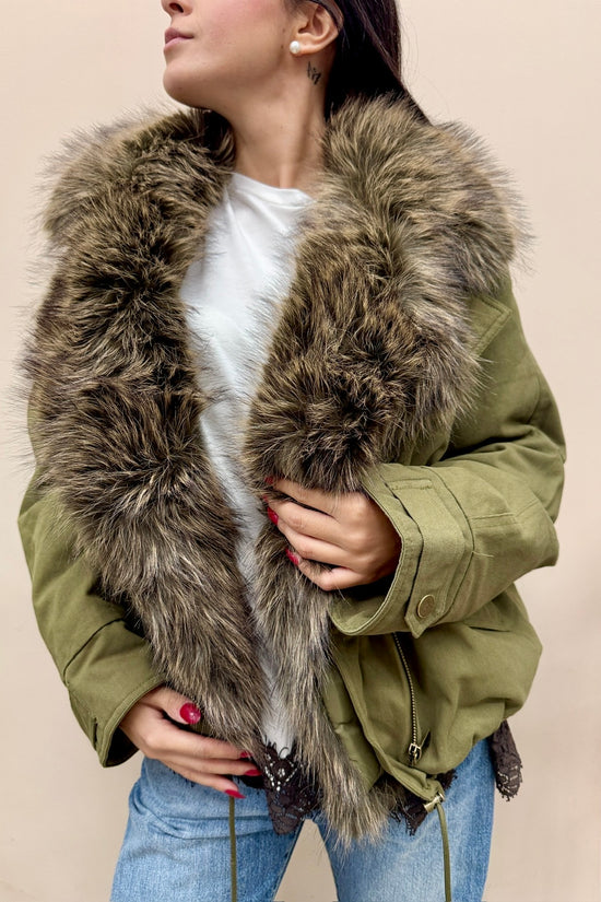 Parka corto con pelliccia - MILITARE