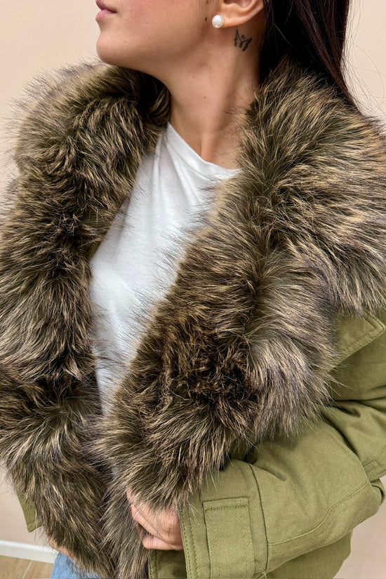 Parka corto con pelliccia - MILITARE