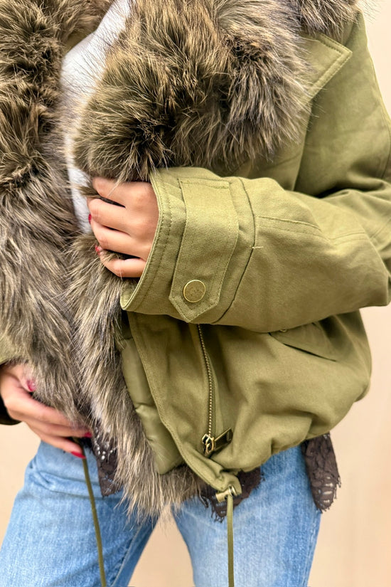 Parka corto con pelliccia - MILITARE