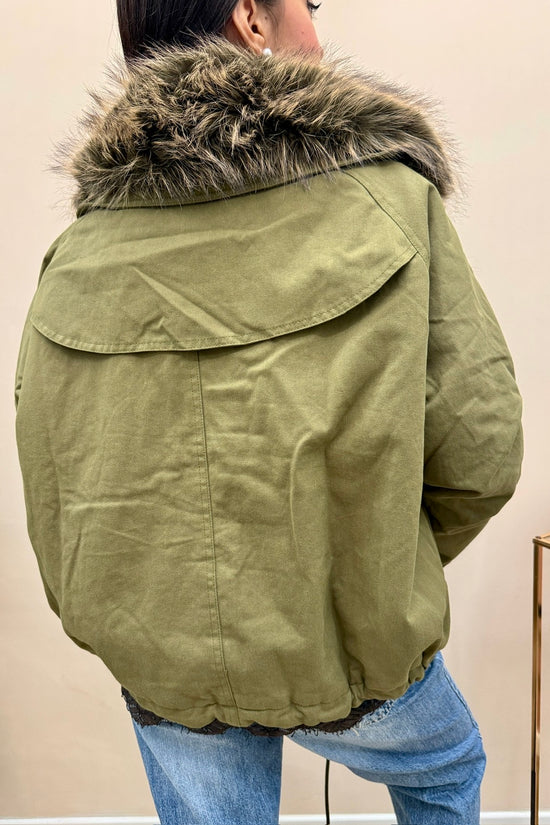 Parka corto con pelliccia - MILITARE
