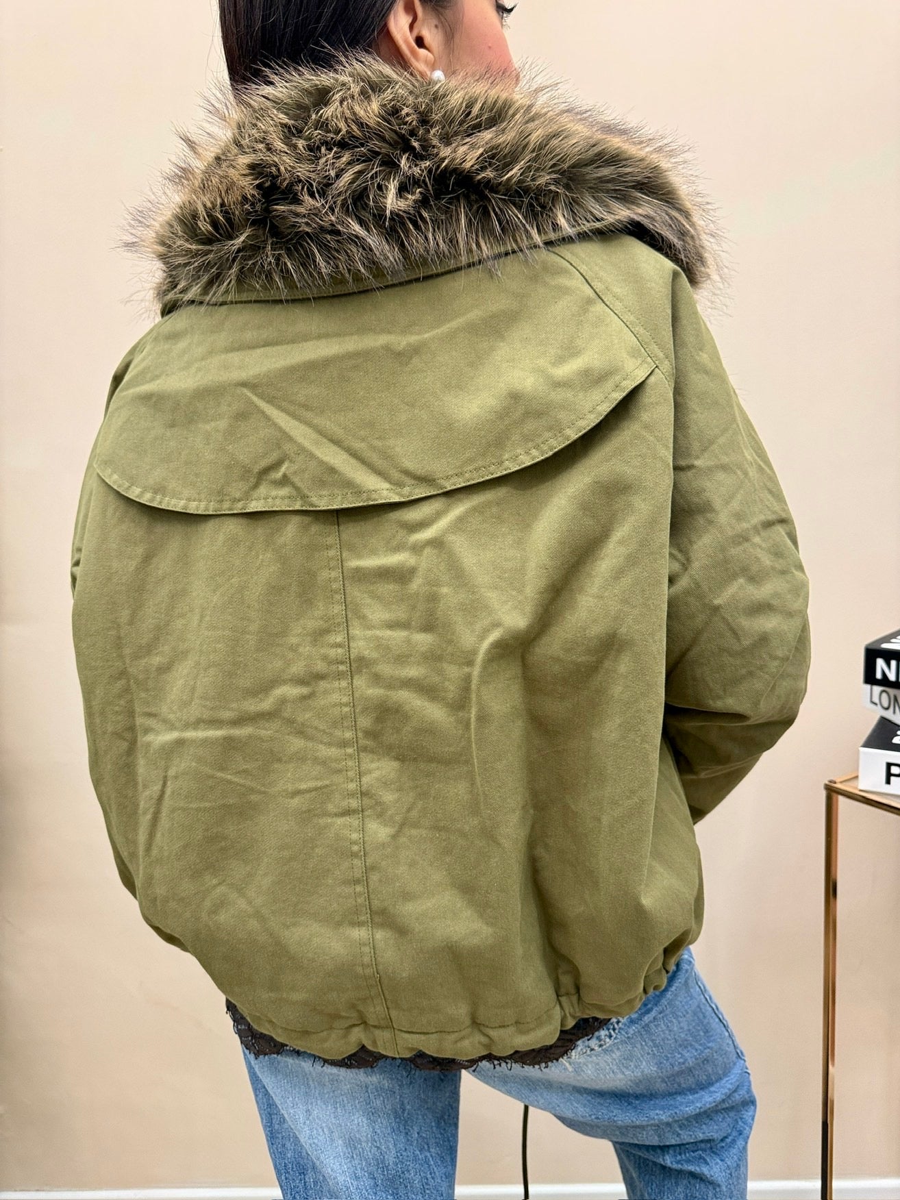 Parka corto con pelliccia - MILITARE