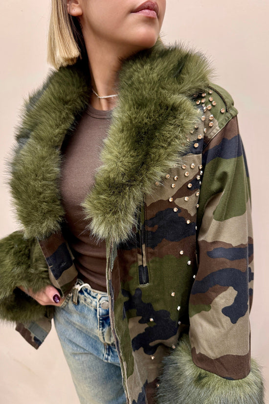 sahariana mimetica con pelliccia - VERDE