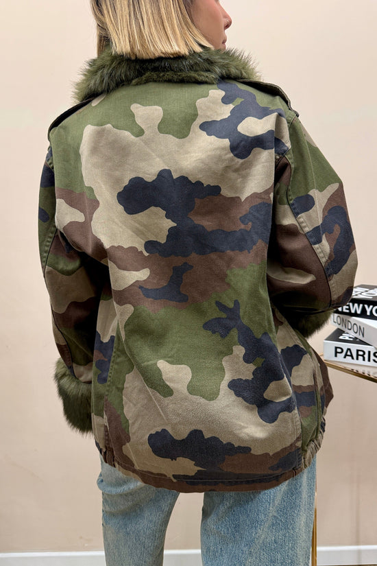 sahariana mimetica con pelliccia - VERDE