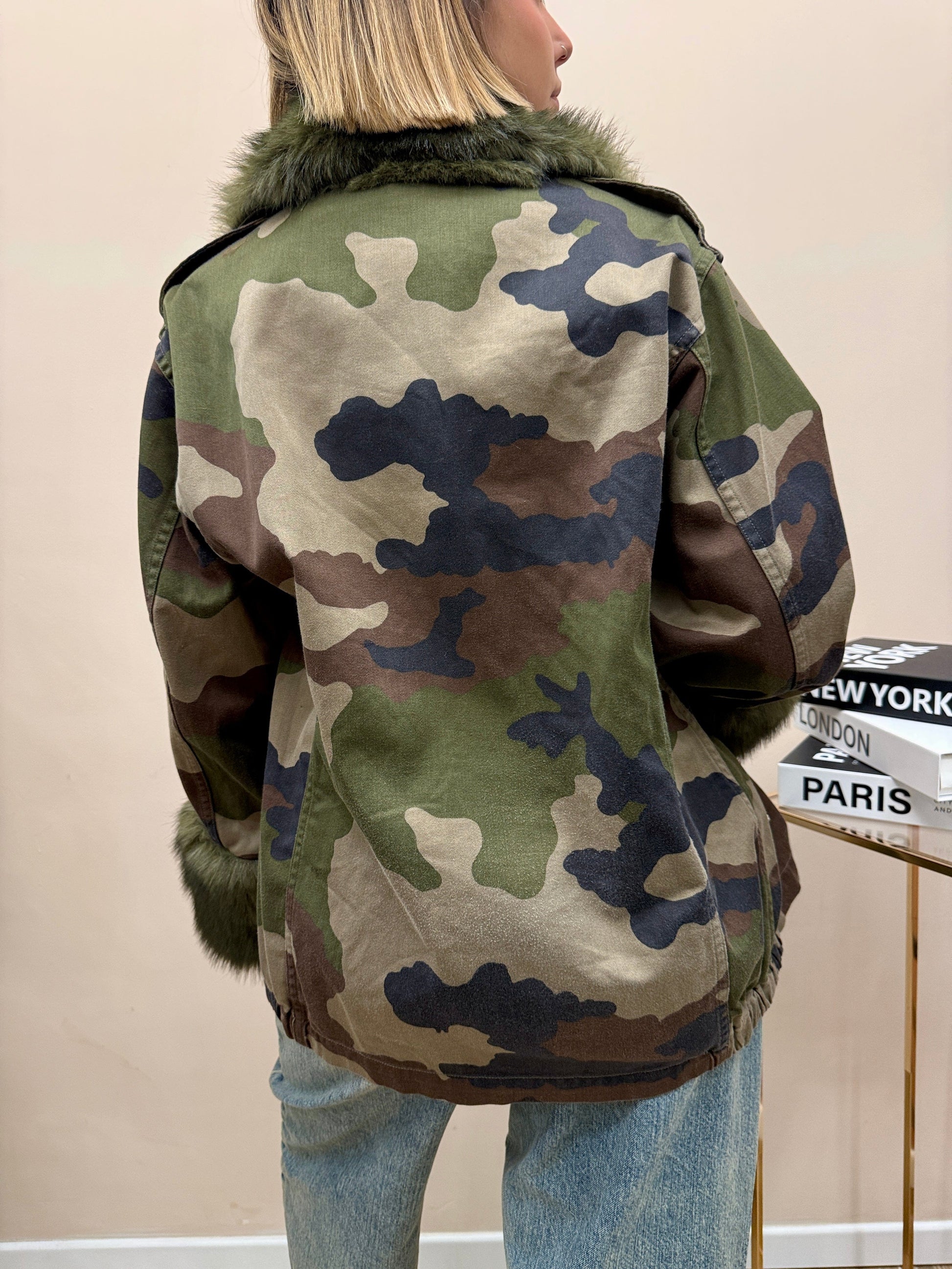 sahariana mimetica con pelliccia - VERDE