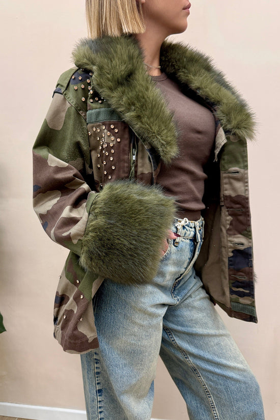 sahariana mimetica con pelliccia - VERDE