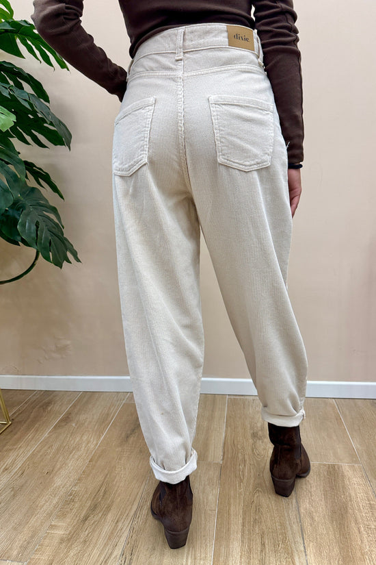Pantalone ovetto velluto - PANNA